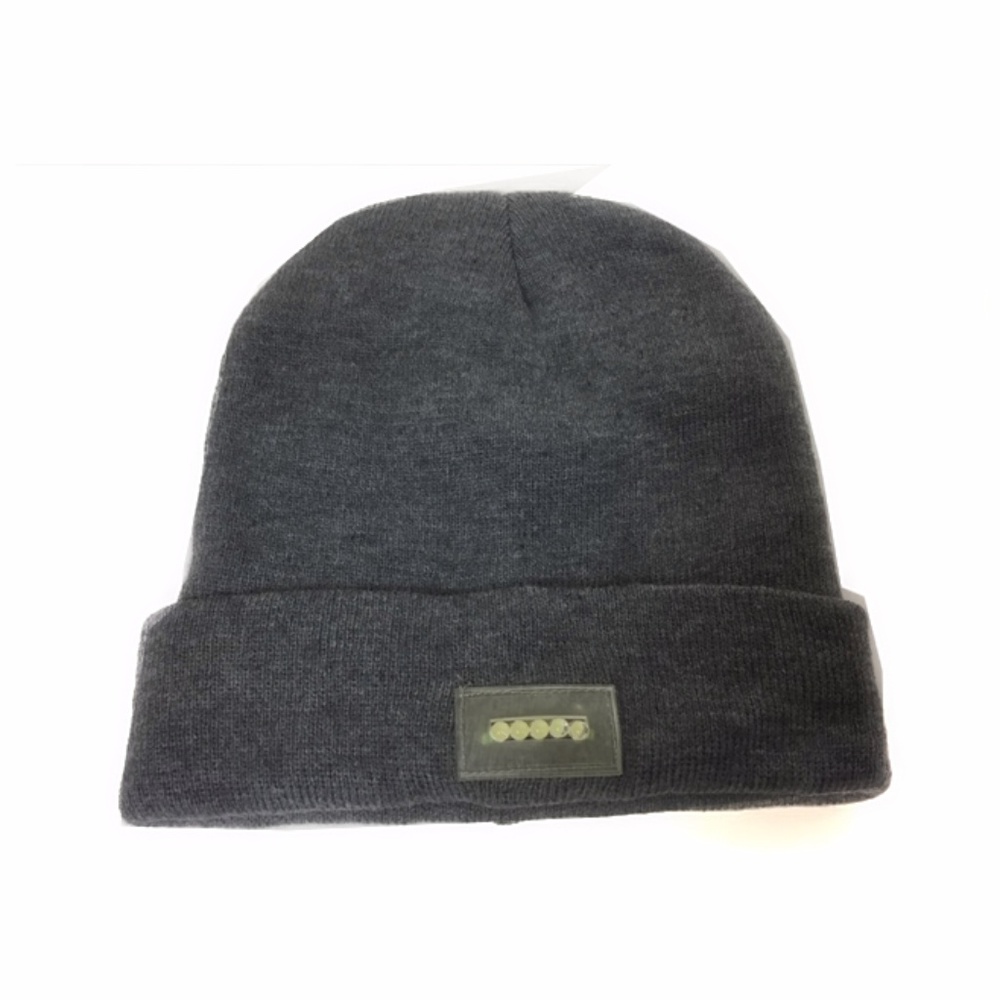 LED Gray Flashlight Knit Winter Beanie Hat - Picture 3 of 4